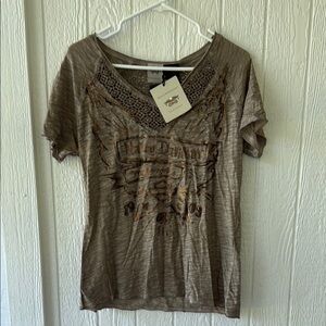 New Harley-Davidson Short Sleeve Crochet Lace Accent T-Shirt Tee sz L